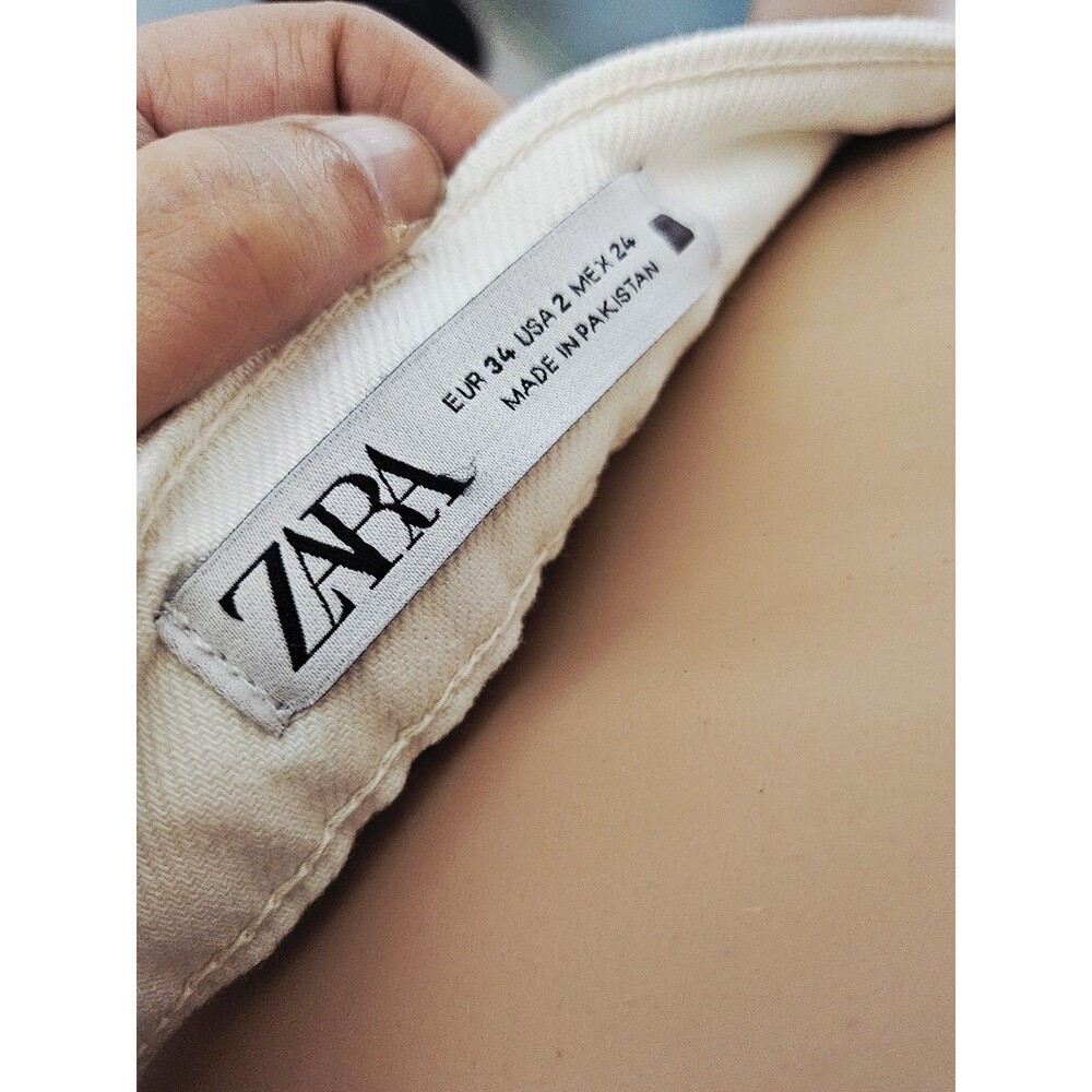 Zara White Z1975 High Rise Straight Jeans Size 2 - Picture 5 of 5